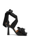 Soft Bow Sandals, Recycled Polyester, in colour Black - 1 - GANNI