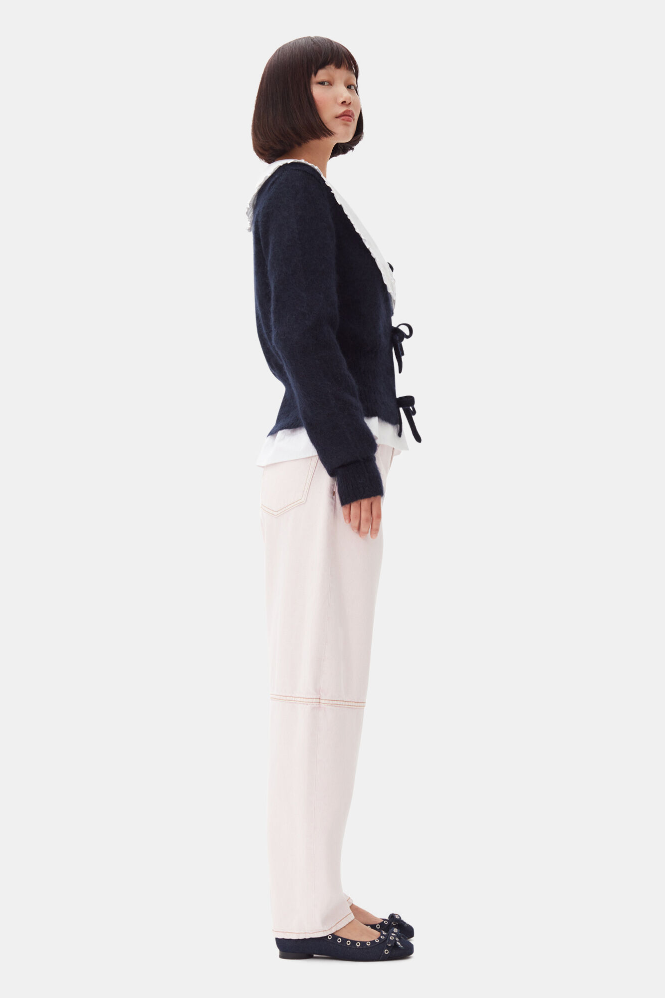 Pink Stary Jeans, Cotton, in colour Chalk Pink - 2 - GANNI