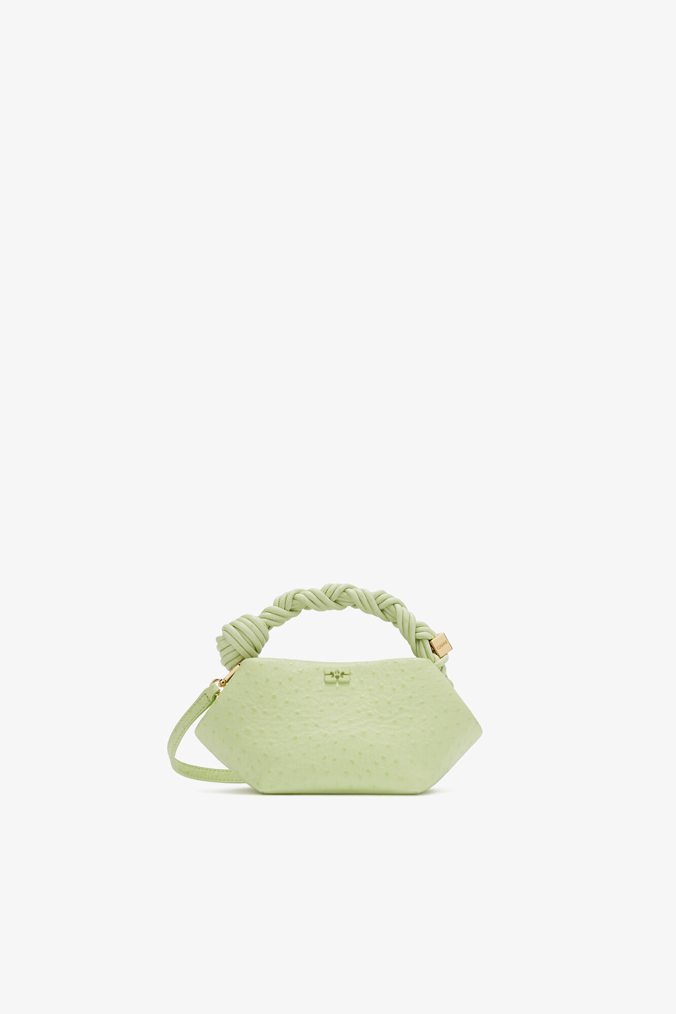 Mini Bou taske i gr&oslash;n ostrich, Recycled Polyester, in colour Lily Green - 1 - GANNI