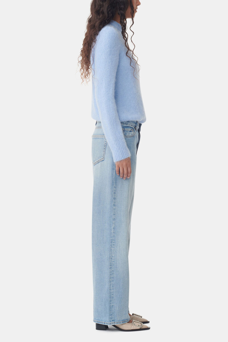 Izey Jeans in Light Blue Denim, Organic Cotton, in colour Light Blue Vintage - 2 - GANNI