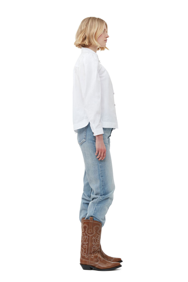 Cotton Poplin Shirt, Cotton, in colour Bright White - 3 - GANNI