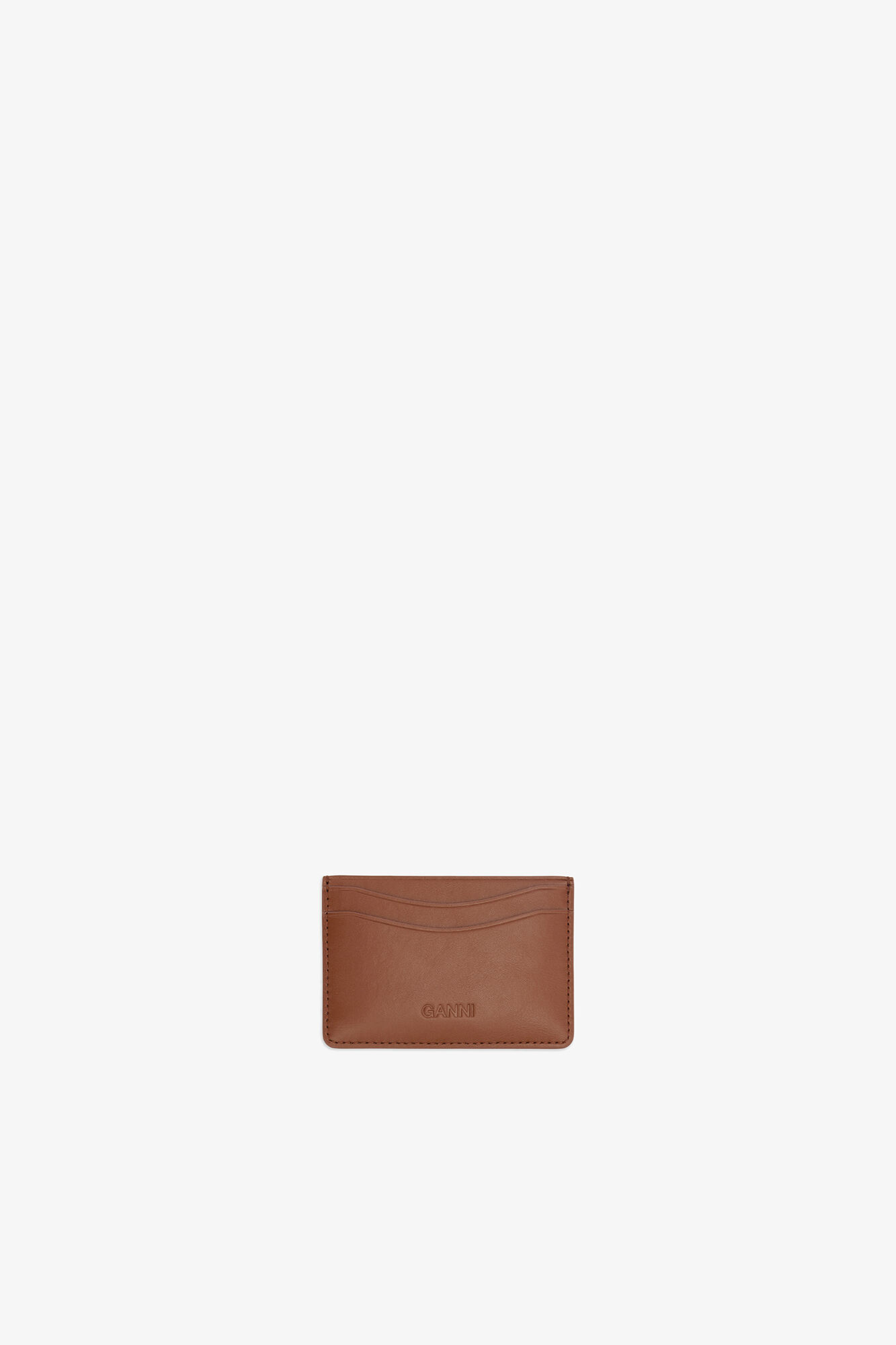 Bou Card Holder in Brown, Recycled Leather, in colour Sorrel Horse - 2 - GANNI