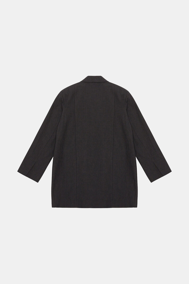 Cotton Suiting Oversized Blazer, Cotton, in colour Black - 2 - GANNI