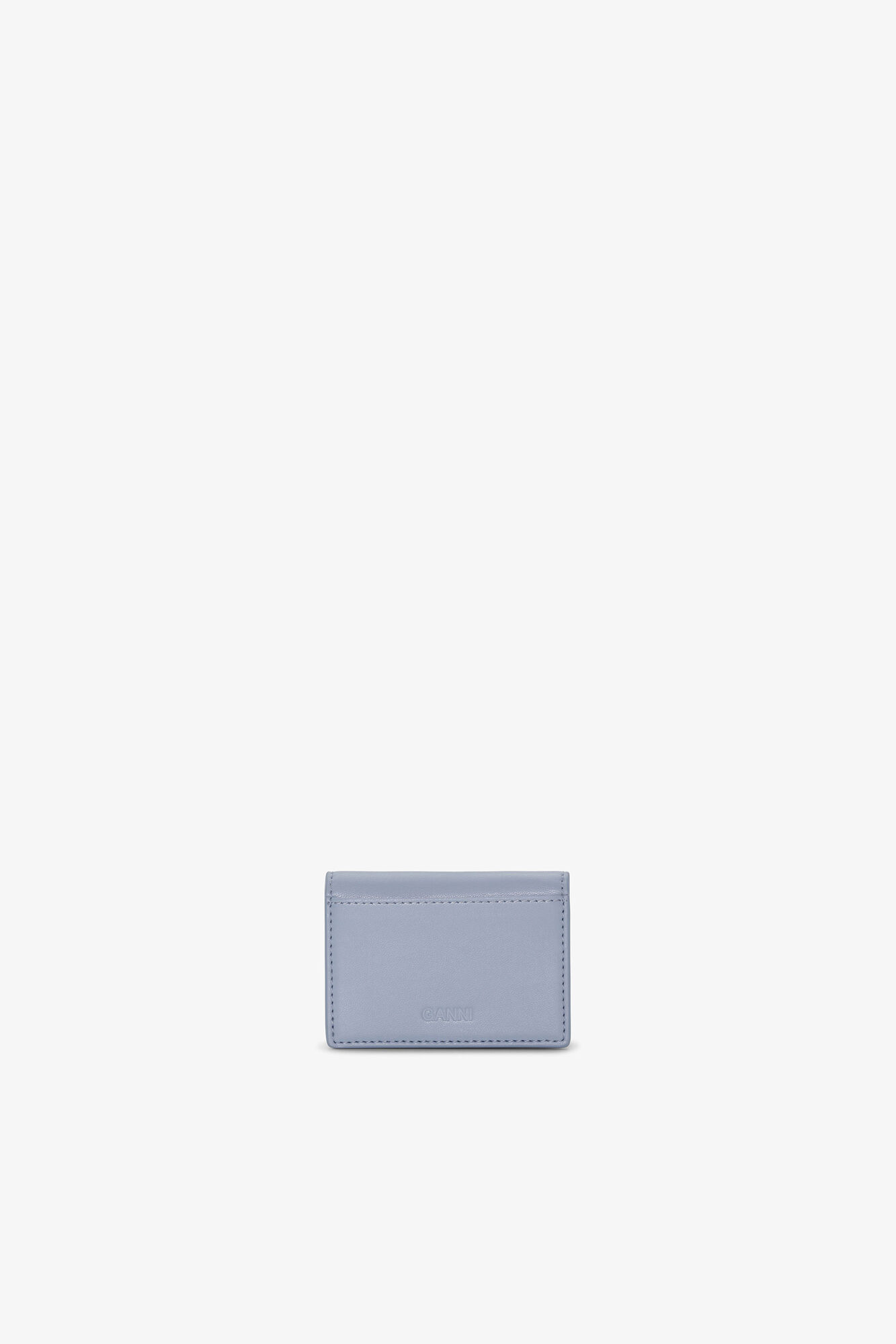 Bou Card Holder in Blue With Flap and Animals, Recycled Leather, in colour Soft Chambray - 3 - GANNI