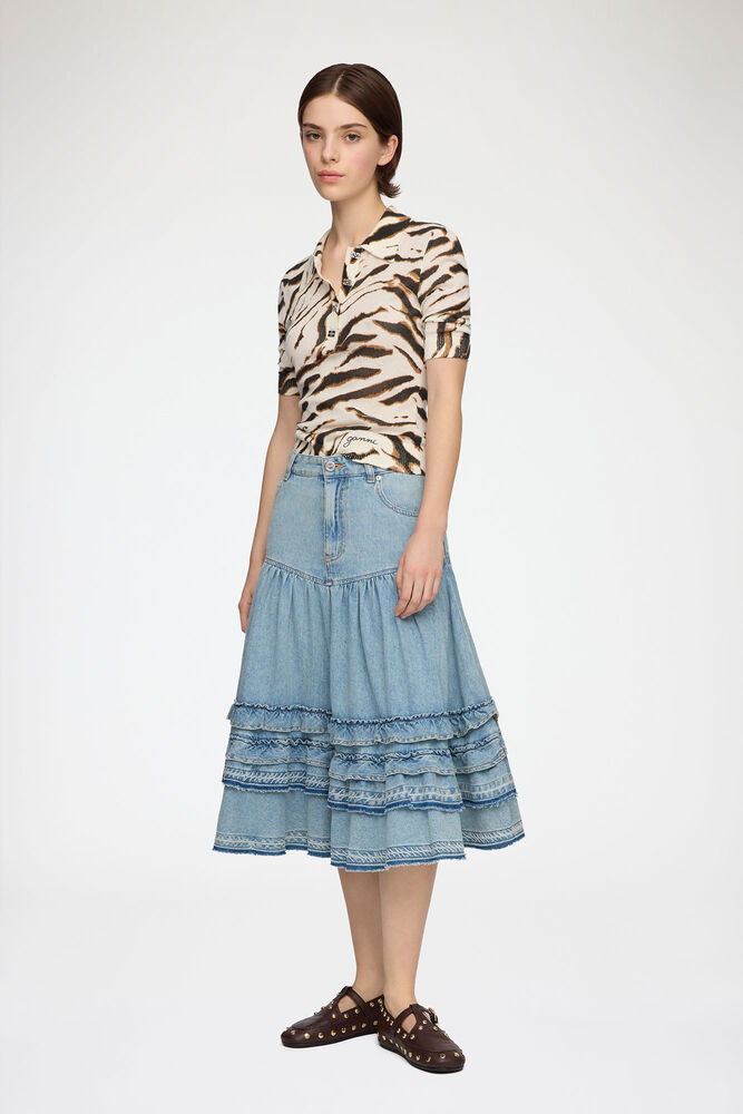 Polo Shirt in Zebra Cotton, Egret