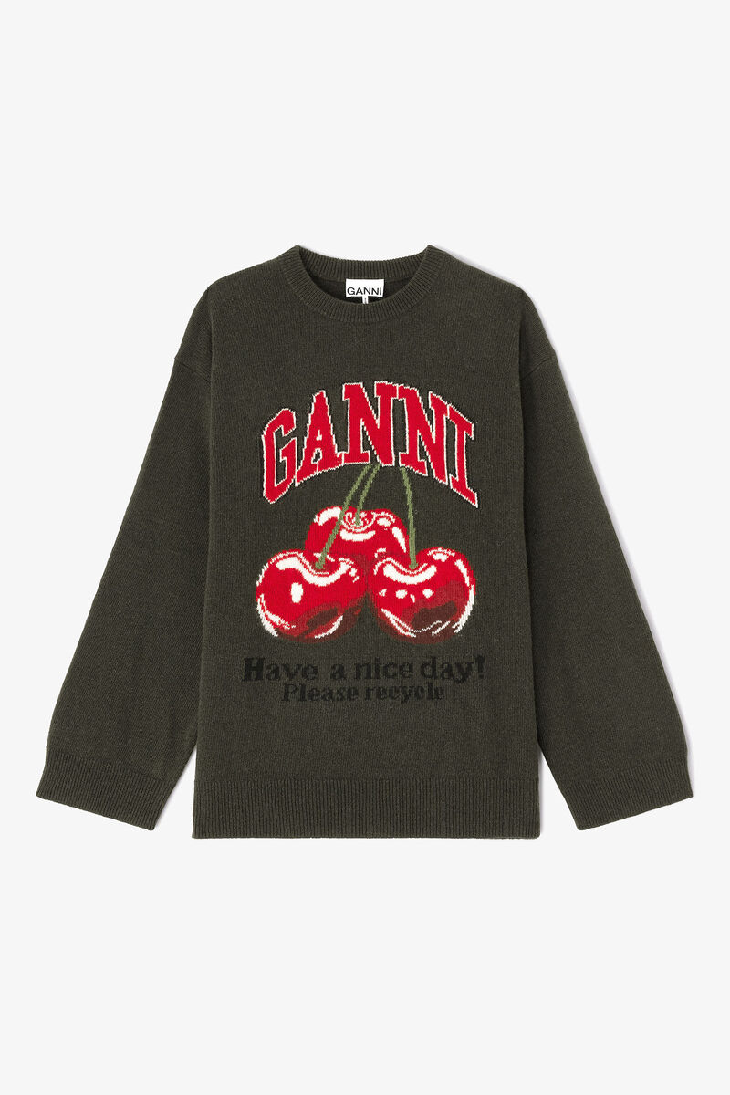 Oversized Graphic Jumper, in colour Kalamata - 1 - GANNI