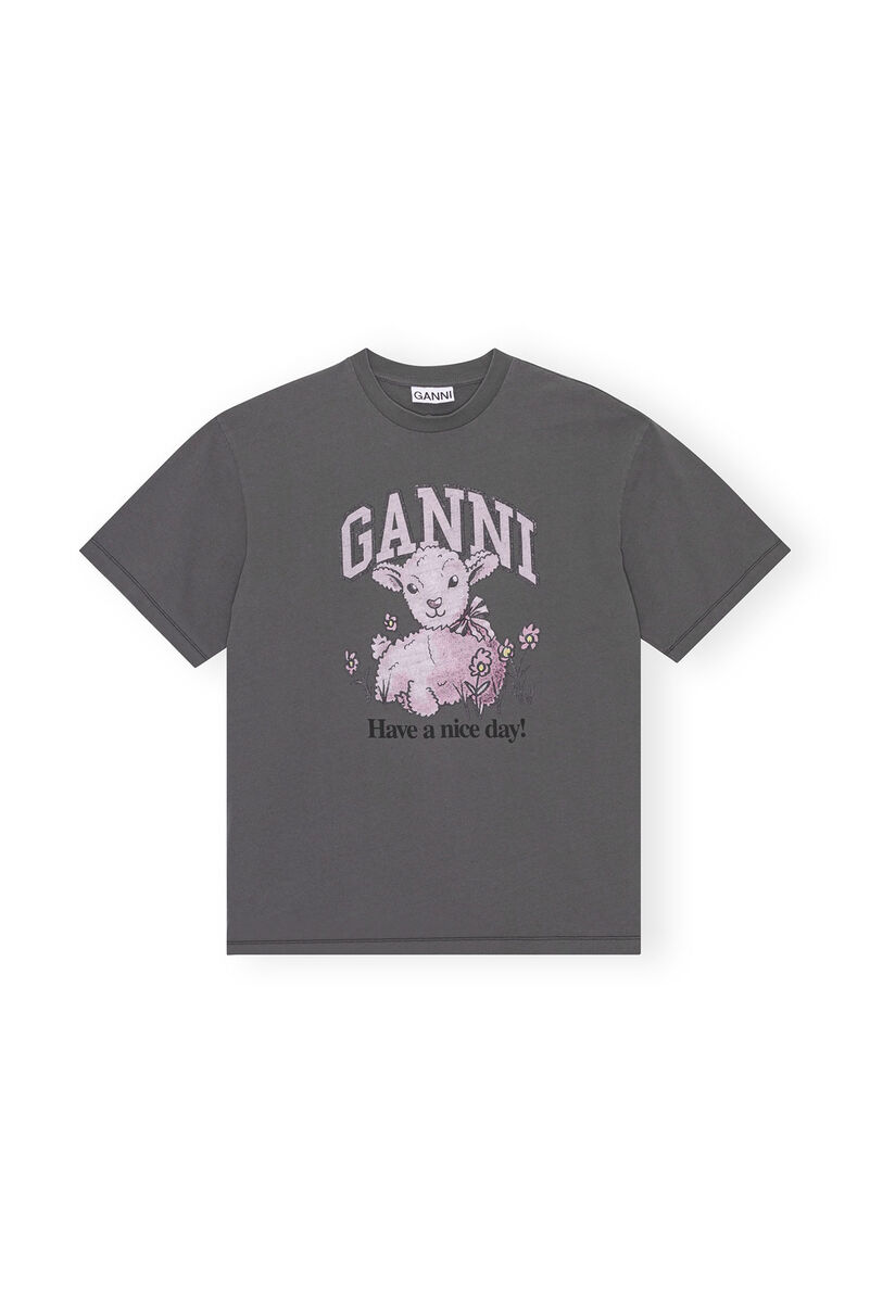 Future Grey Relaxed Lamb T-shirt | GANNI