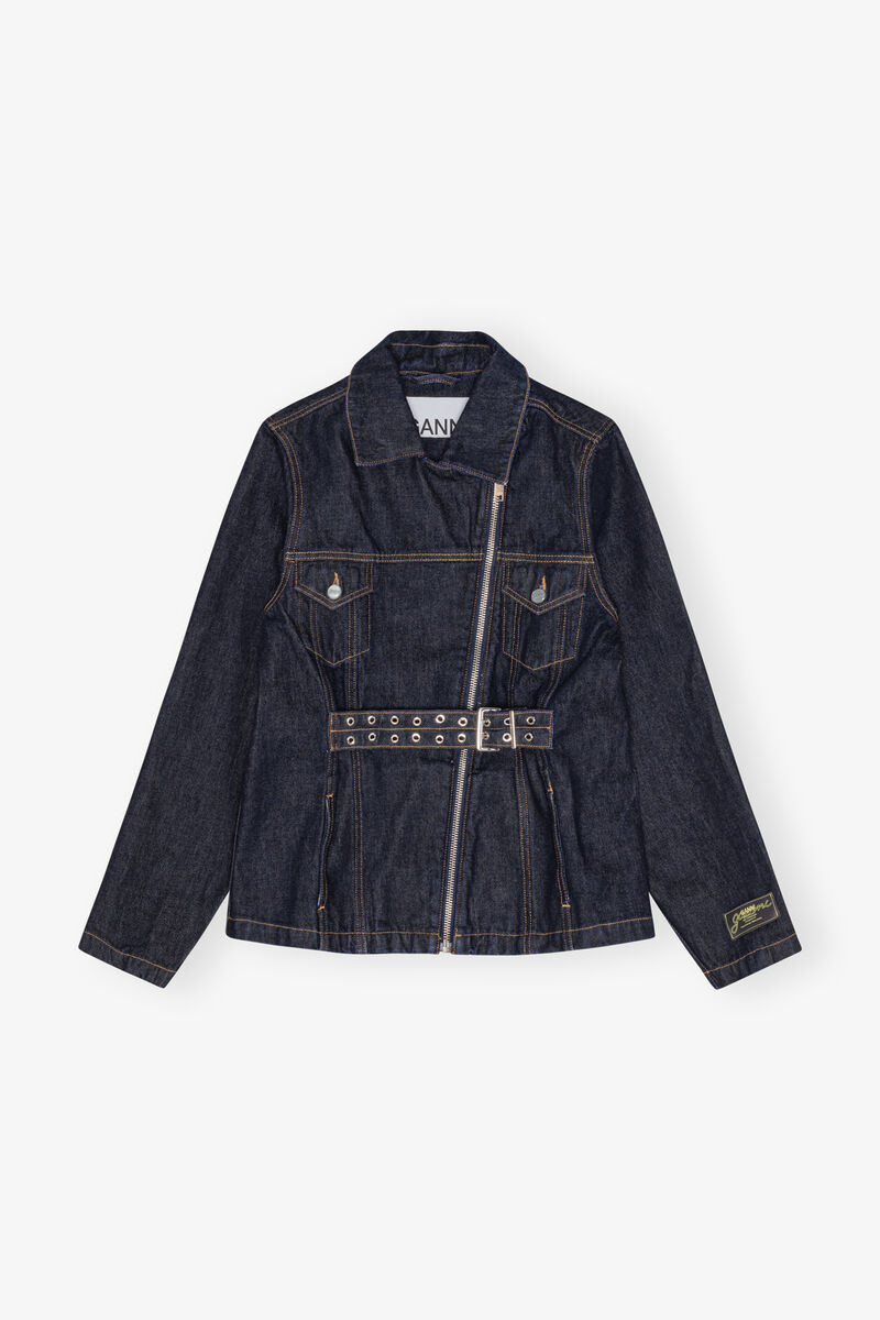 Rinse Denim Jakke, Cotton, in colour Rinse - 1 - GANNI