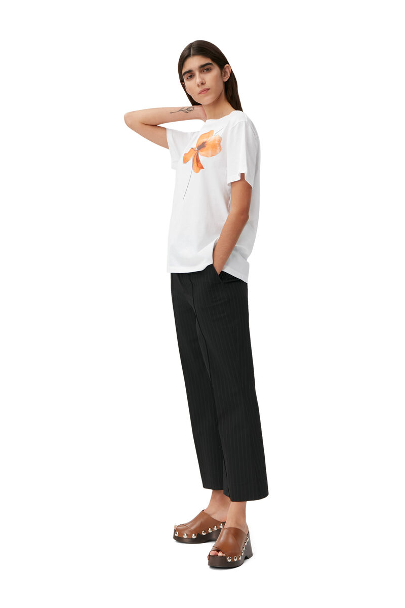 Flower T-shirt , Cotton, in colour Bright White - 1 - GANNI