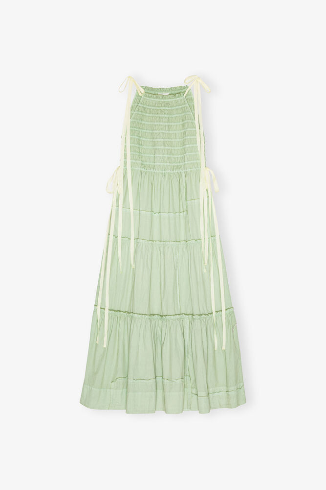 Light Green Smocked Tiered Dress, Frosty Green