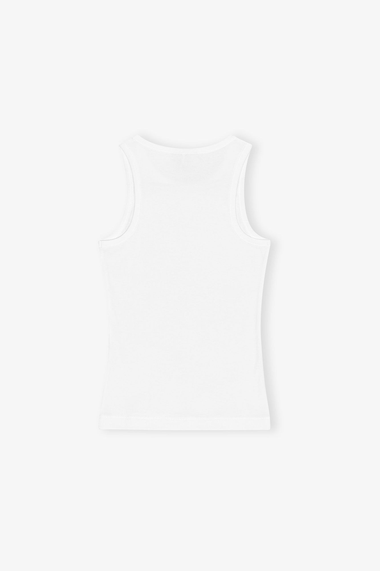 White Soft Cotton Rib Tank Top, Elastane, in colour Bright White - 2 - GANNI