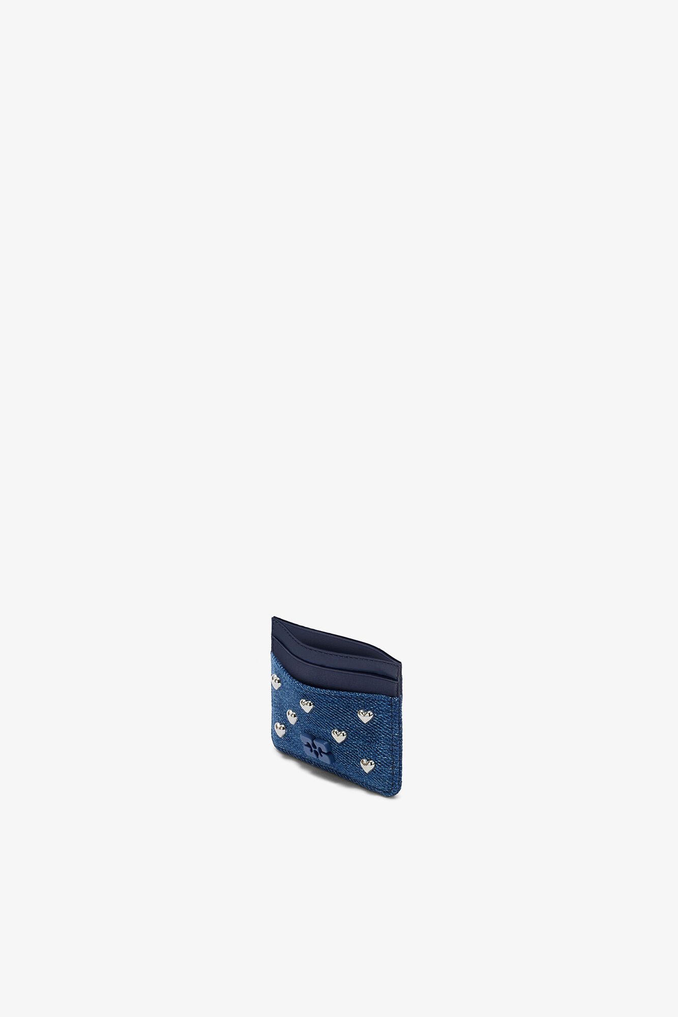 Bou Card Holder in Denim, Recycled Cotton, in colour Faded Denim - 3 - GANNI