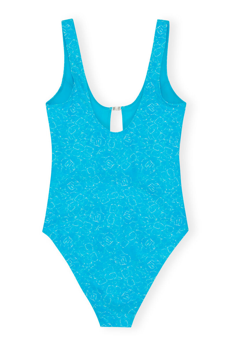 GANNI X ESTER MANAS Printed U-neck Swimsuit, Elastane, in colour Bachelor Blue - 2 - GANNI