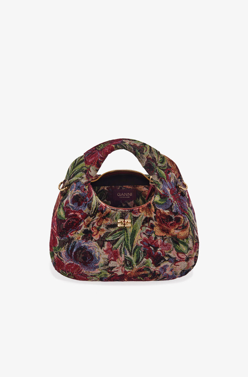 Tapestry Mini Hobo Bag, Acryl, in colour Tawny Port - 3 - GANNI