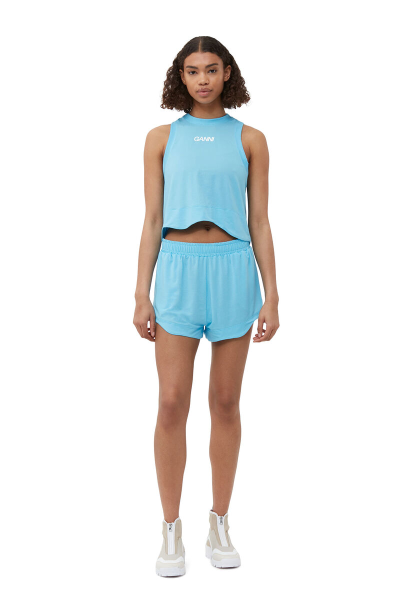Active Mesh Top, Elastane, in colour Ethereal Blue - 2 - GANNI
