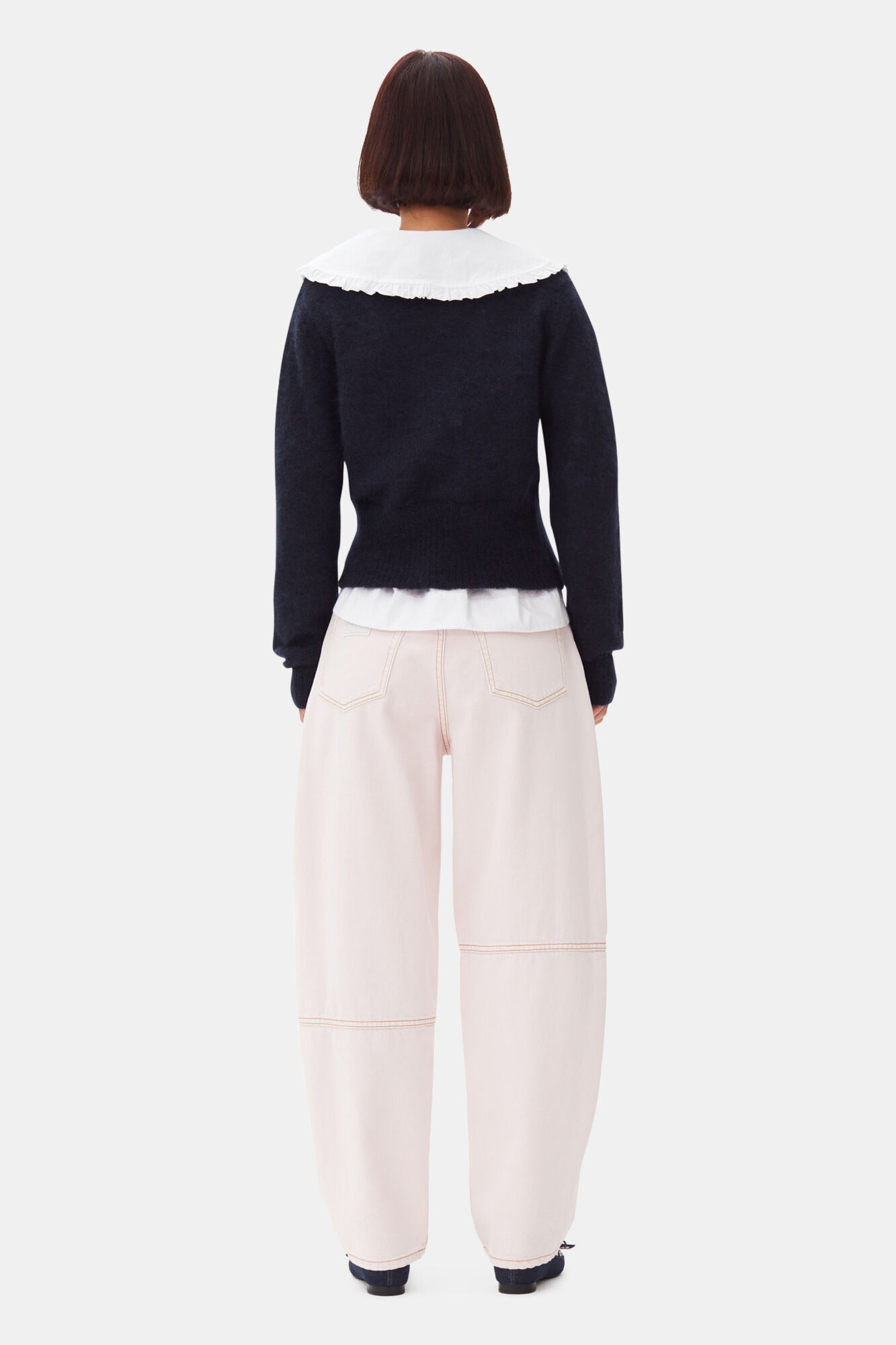 Pink Stary Jeans, Cotton, in colour Chalk Pink - 3 - GANNI