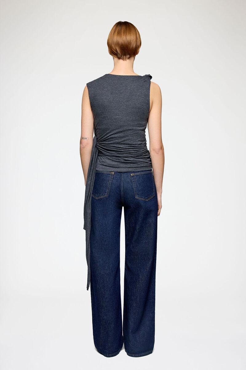 Haut en jersey gris, Modal, in colour Phantom - 2 - GANNI