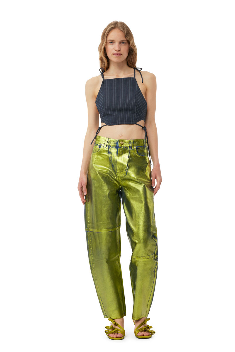 Green Foil Stary-jeans, Cotton, in colour Basil - 1 - GANNI