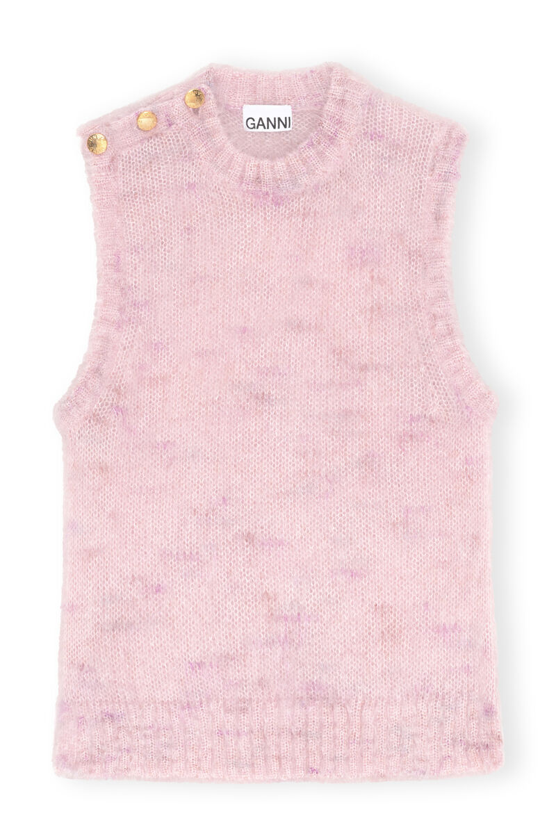 Brushed Vest, Mohair, in colour Lilac Sachet - 1 - GANNI