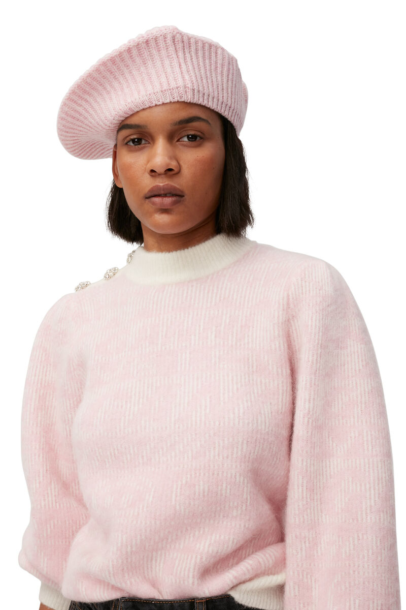 Oversized Logo Pullover , Alpaca, in colour Egret - 3 - GANNI