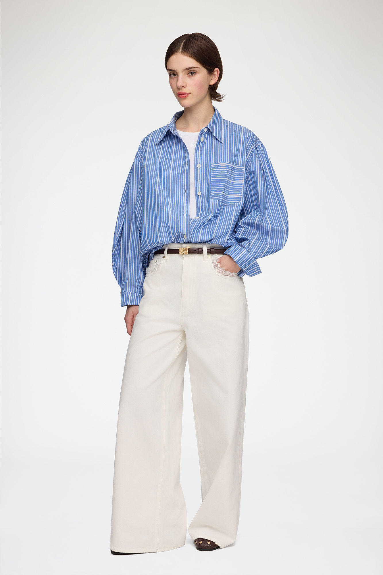 Shirt in Striped Cotton | GANNI US