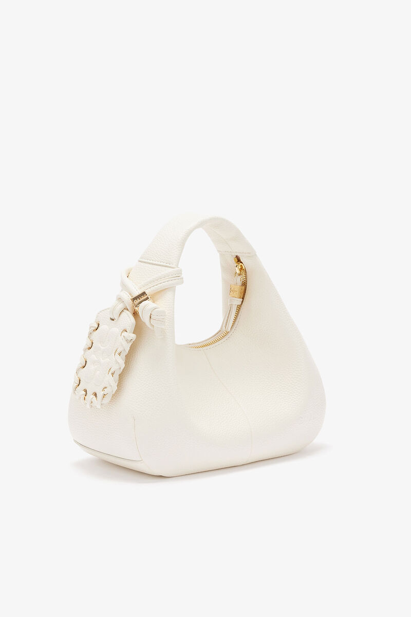 Hvid mini Hobo taske, Recycled Polyester, in colour Egret - 2 - GANNI