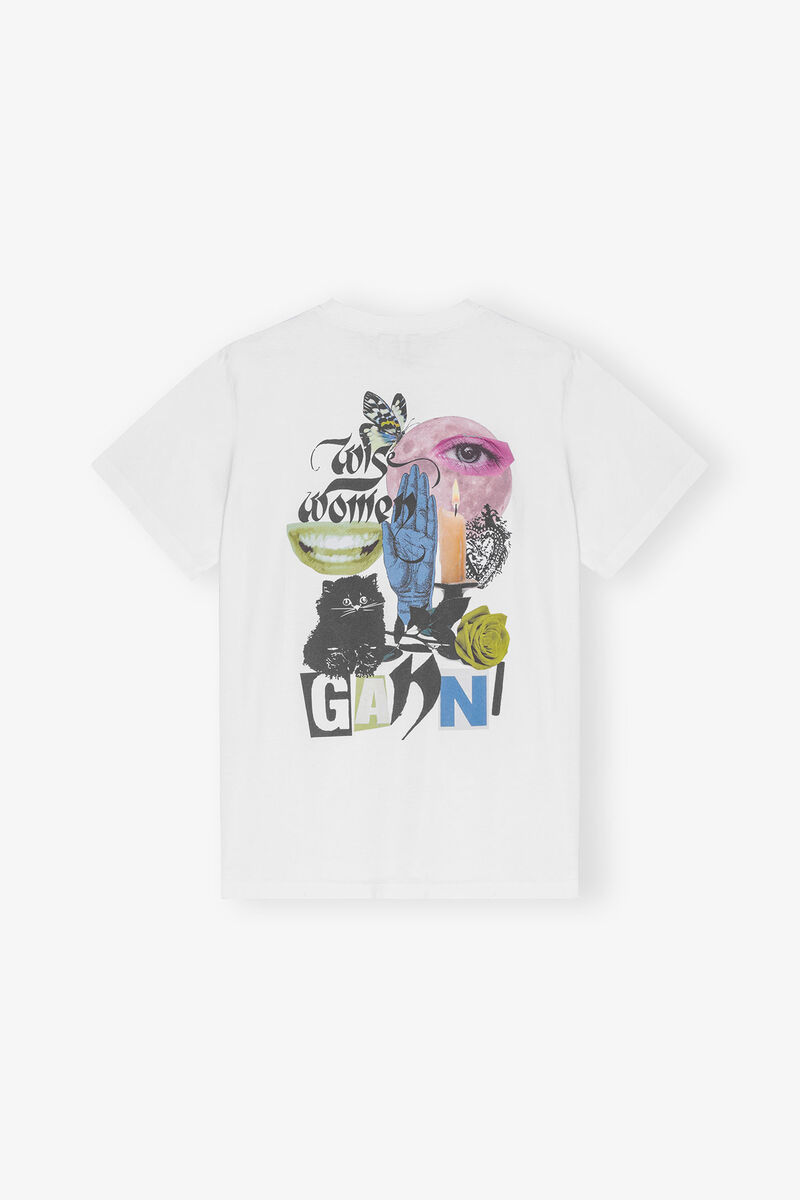 White Basic Jersey Relaxed T-shirt, Organic Cotton, in colour Bright White - 2 - GANNI