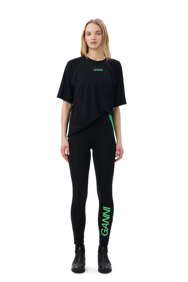 Active Ultra High Waist Leggings, Recycled Nylon, in colour Black - 1 - GANNI