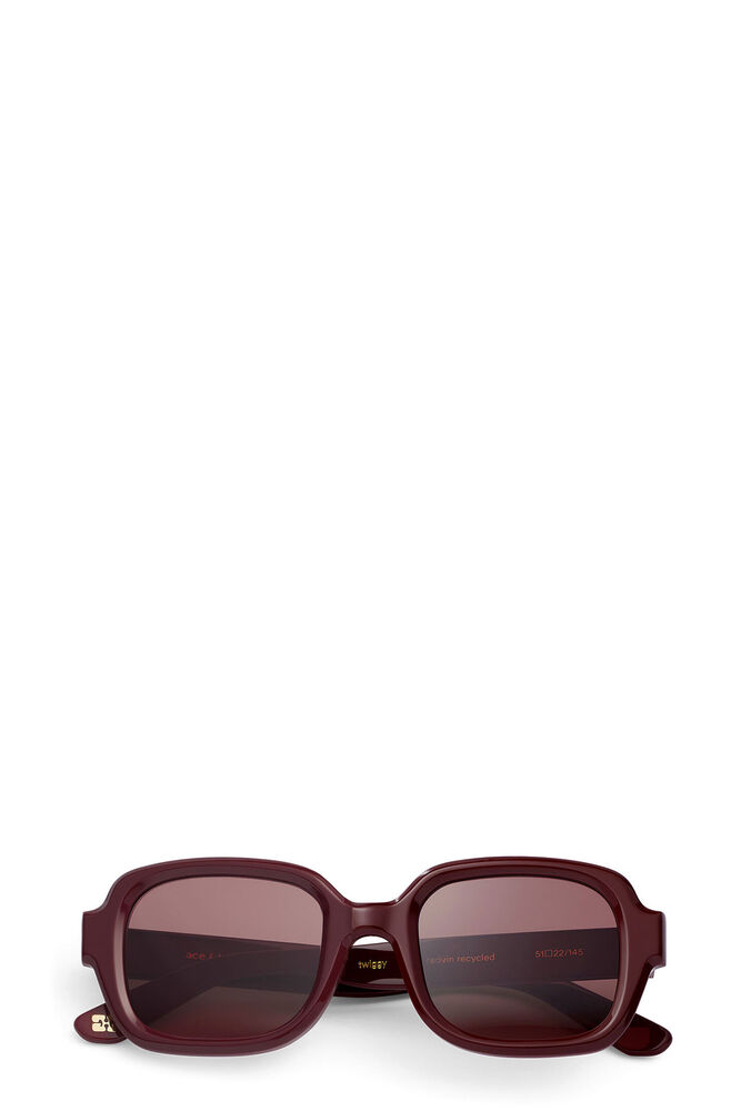 GANNI x Ace & Tate Twiggy Sunglasses, Burgundy