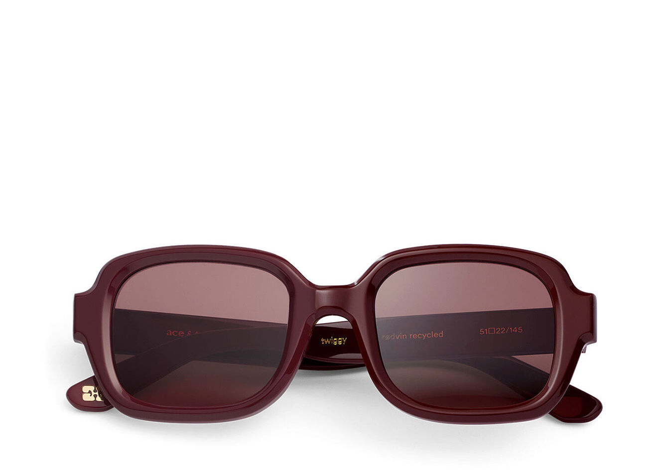 GANNI x Ace & Tate Twiggy Sunglasses, Acetate, in colour Burgundy - 1 - GANNI
