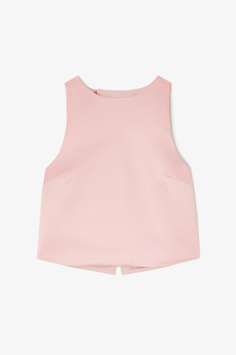 Top in Pink Satin, Recycled Polyester, in colour Potpourri - 1 - GANNI