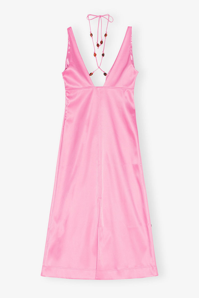 Robe dos nu en double satin, Elastane, in colour Wild Orchid - 4 - GANNI