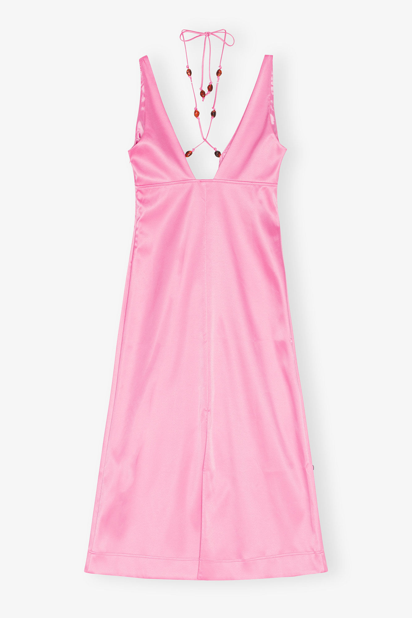 Neckholder-Kleid aus Doppel-Satin, Elastane, in colour Wild Orchid - 4 - GANNI