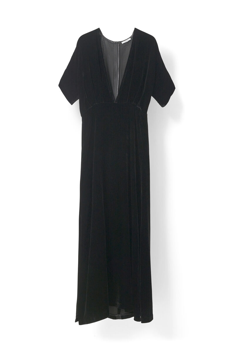 Hayden Velvet Dress, in colour Black - 1 - GANNI
