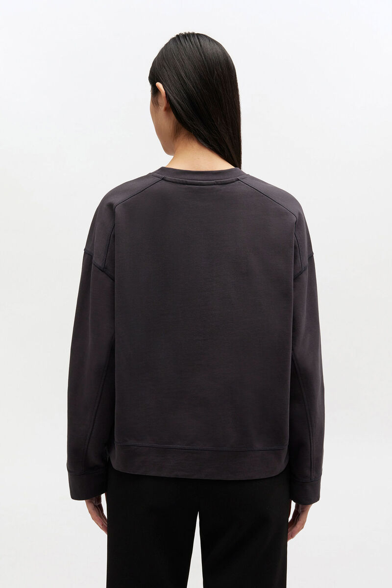 Grey Isoli Jersey Sweatshirt, Organic Cotton, in colour Phantom - 3 - GANNI
