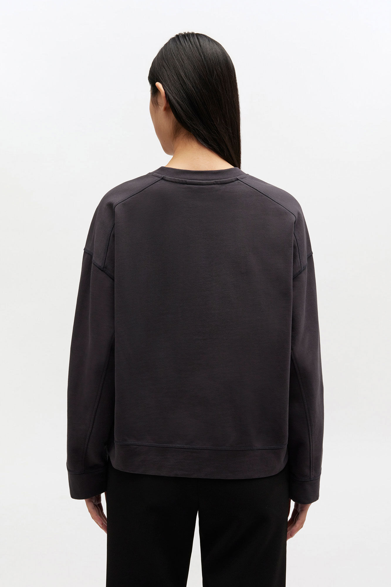 Grey Isoli Jersey Sweatshirt, Organic Cotton, in colour Phantom - 3 - GANNI