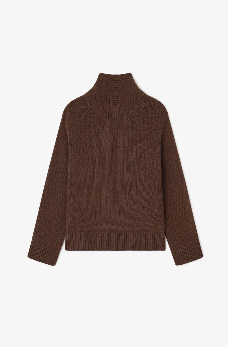 Brauner Pullover mit offenem R&uuml;cken, Wool, in colour Shaved Chocolate - 1 - GANNI