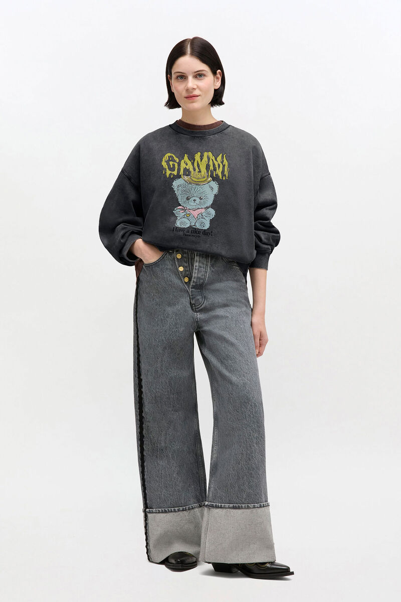 Vintage Wash Sweatshirt, in colour Black Washed - 2 - GANNI