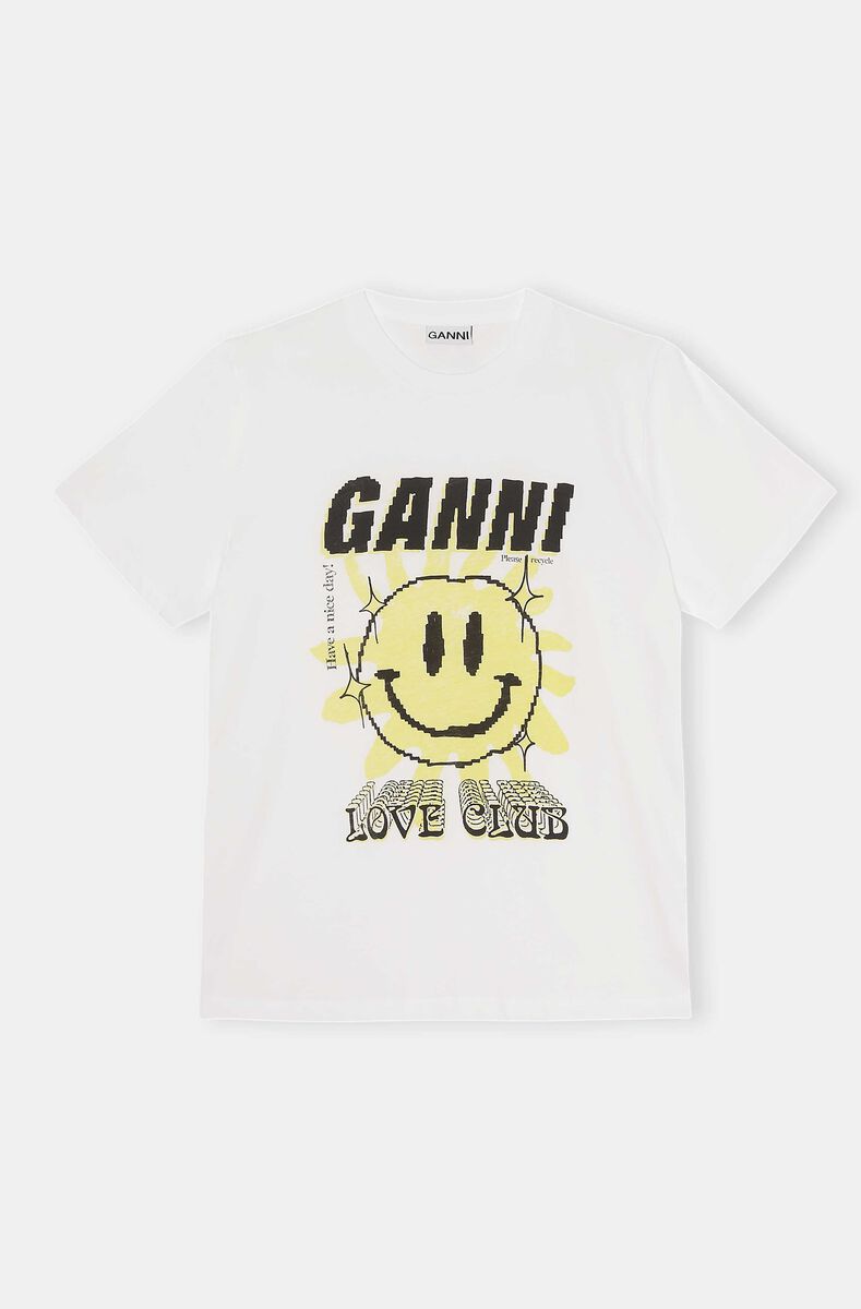 Love Club T-shirt, Cotton, in colour Bright White - 1 - GANNI