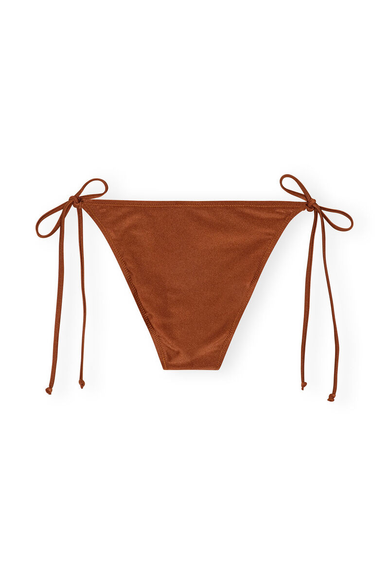 Brown String Bikini Briefs, Nylon, in colour Copper Brown - 2 - GANNI
