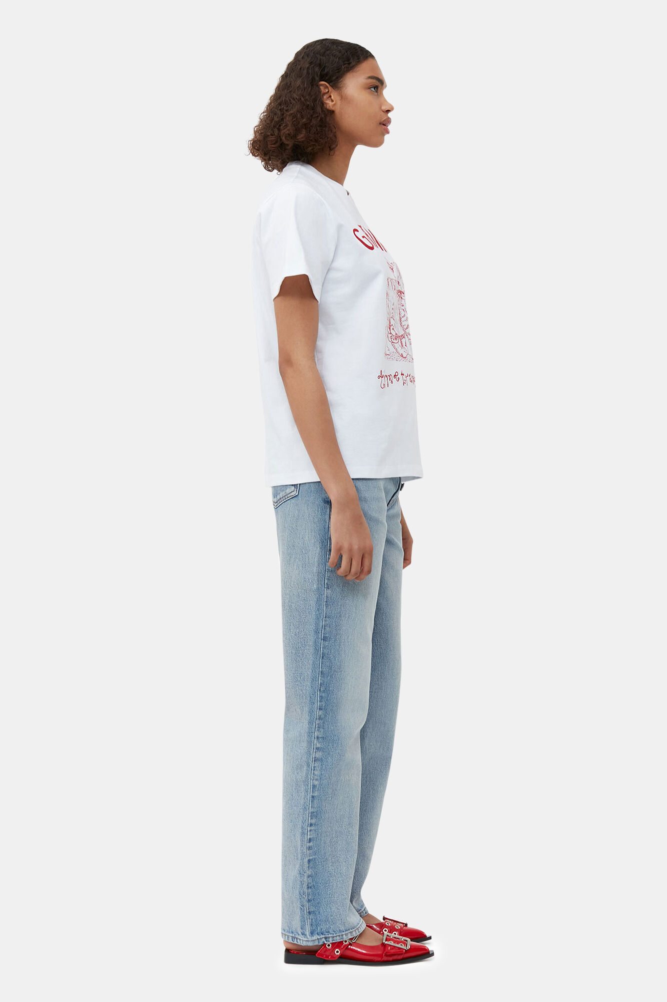 Future White Jersey Relaxed Embroidered T-shirt, Organic Cotton, in colour Bright White - 3 - GANNI