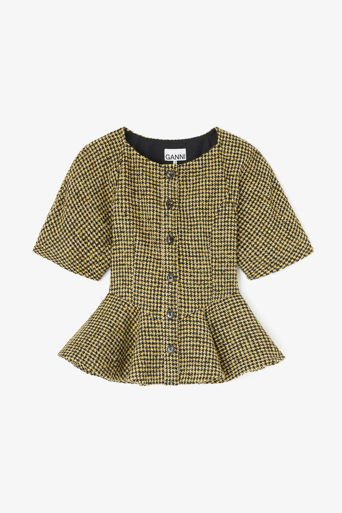 Blouse in Yellow Check, Blazing Yellow