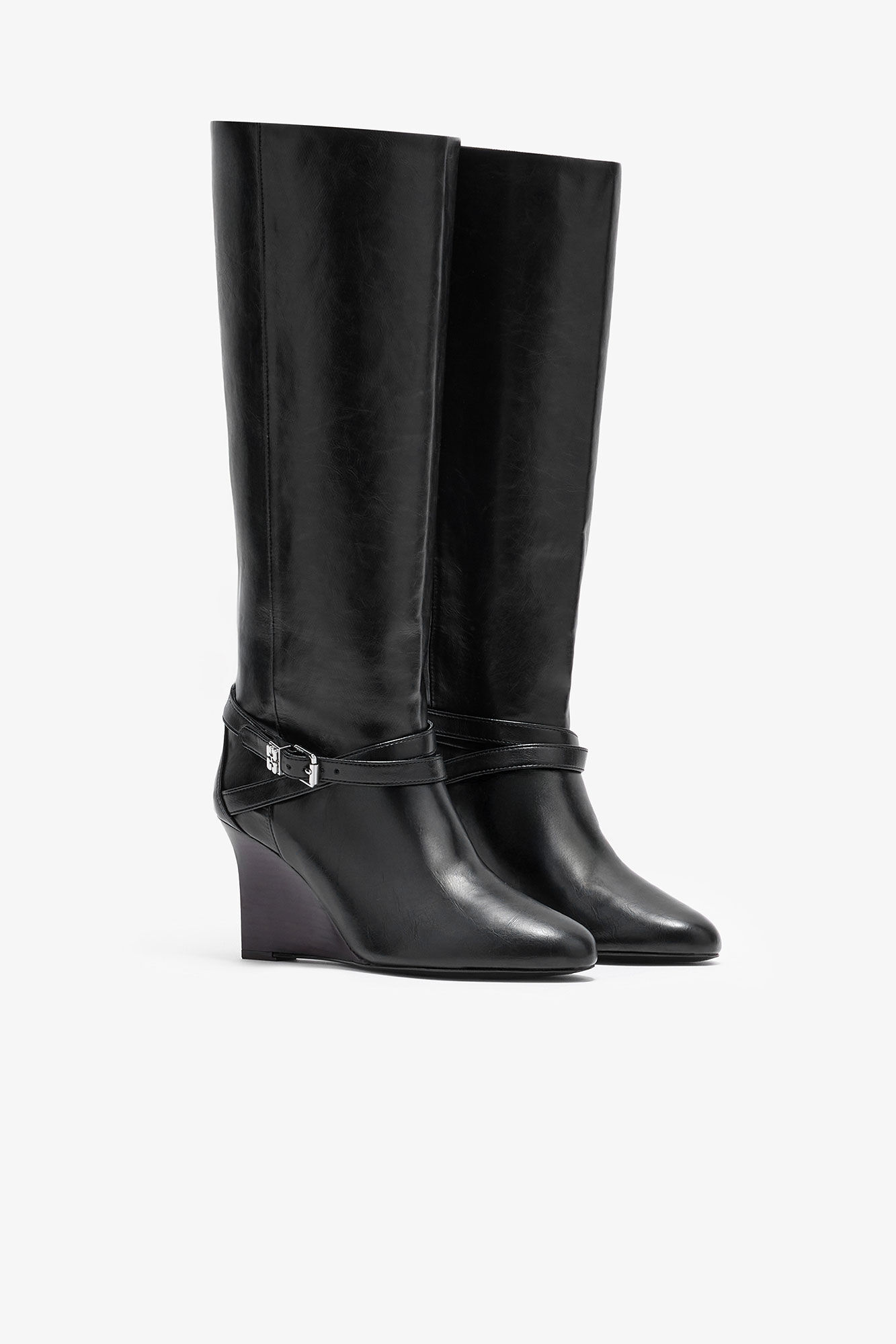 Kat High Boot in Black, Recycled Leather, in colour Black - 2 - GANNI