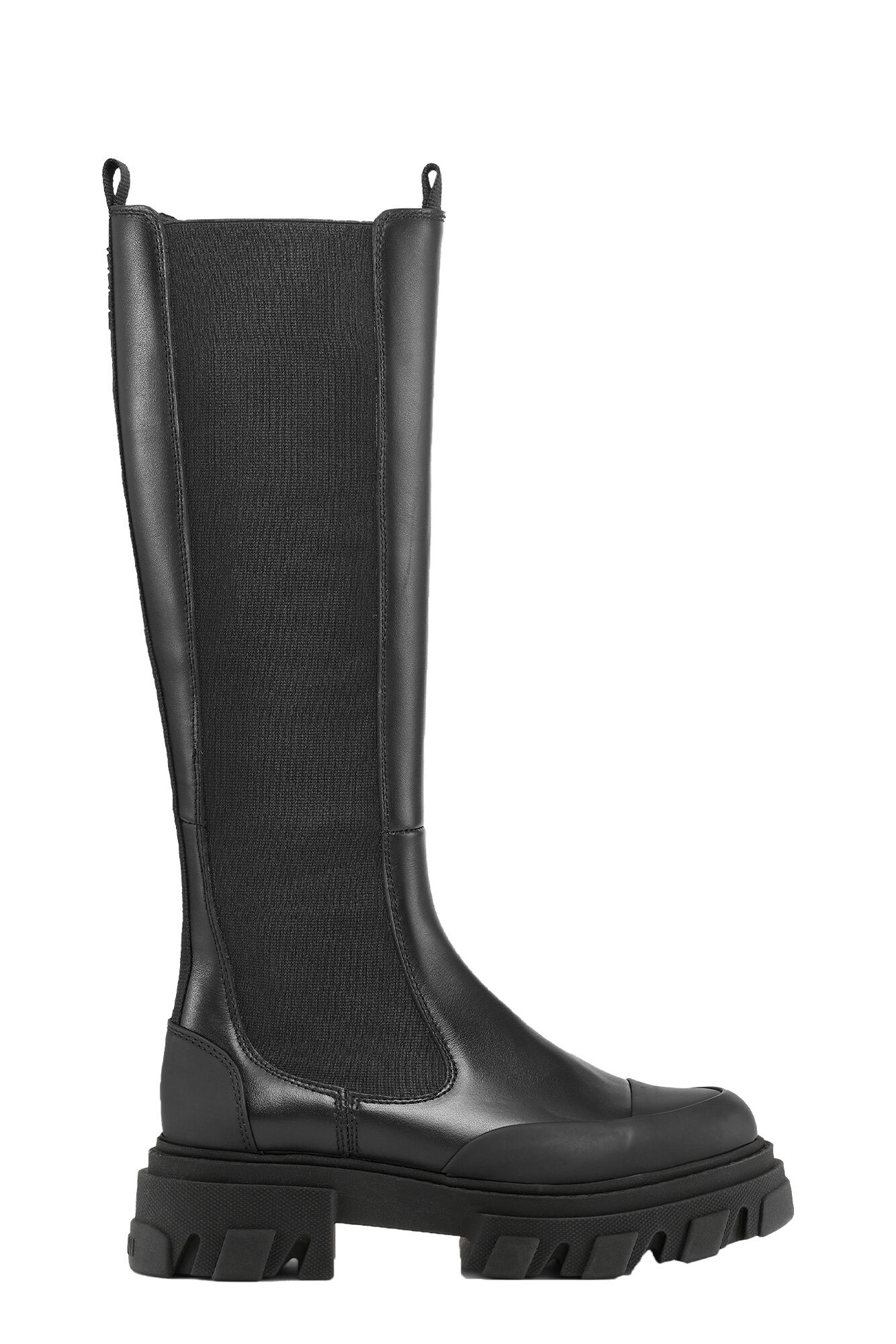 Knee-High Chelsea Boots, Calf Leather, in colour Black - 1 - GANNI