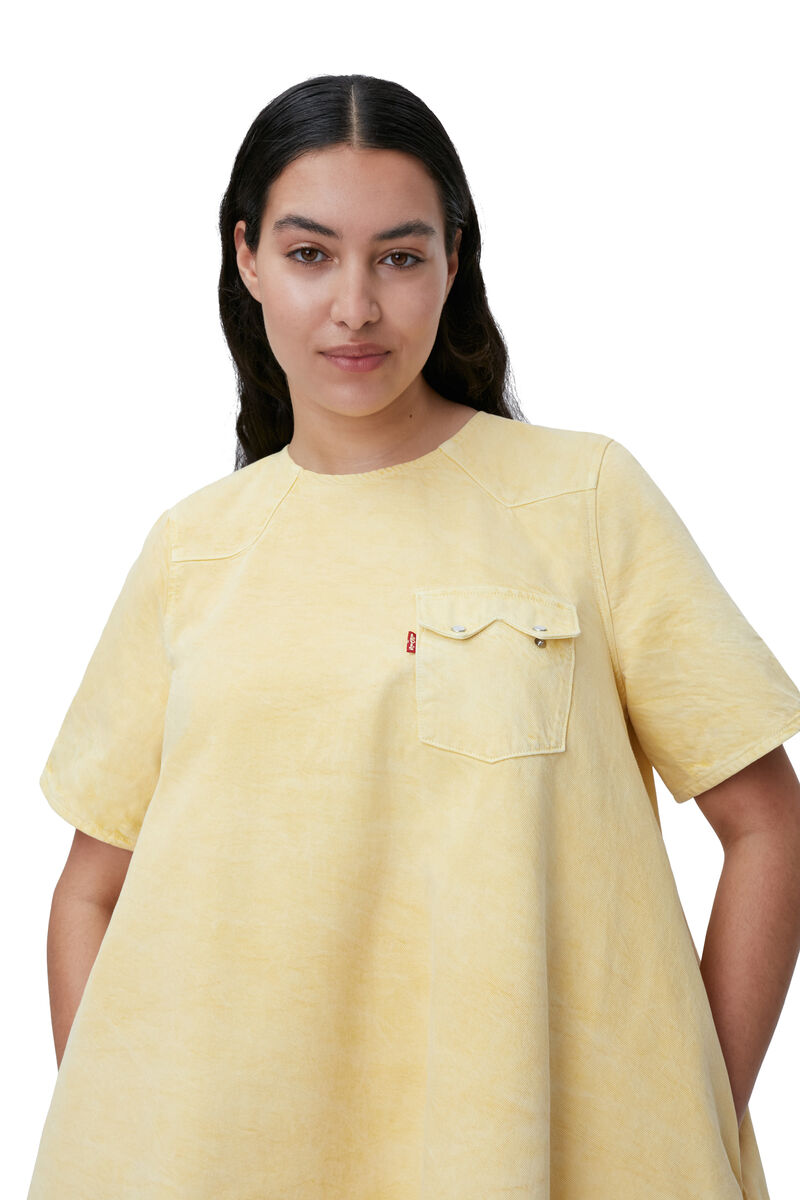 A-line Mini Dress, Cotton, in colour Natural Yellow - 3 - GANNI