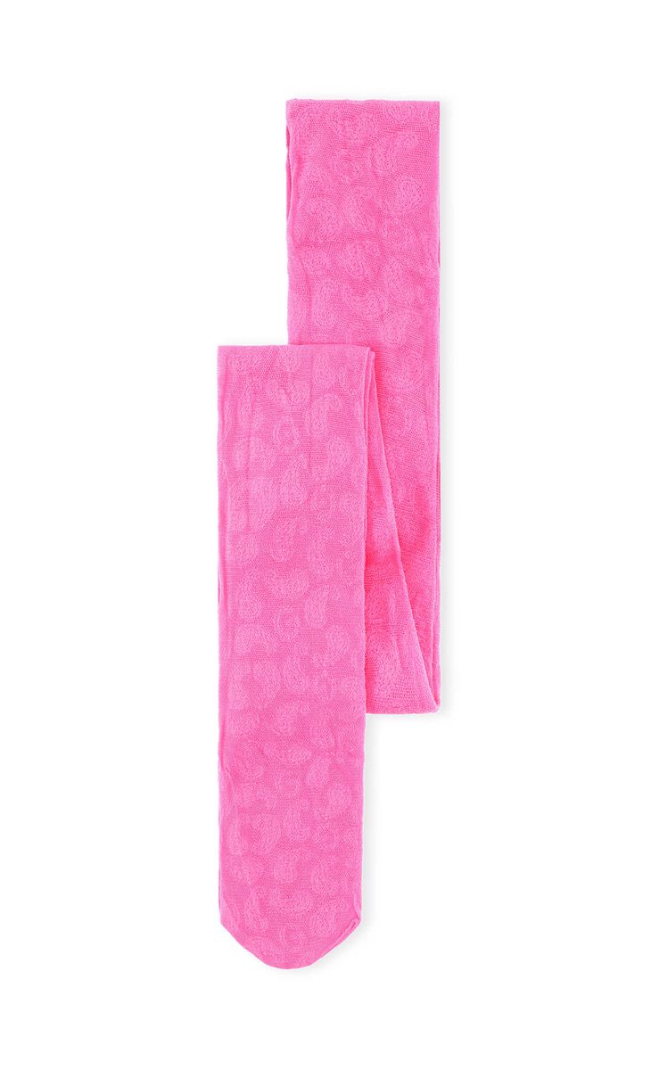 Lace Stockings, Elastane, in colour Carmine Rose - 1 - GANNI