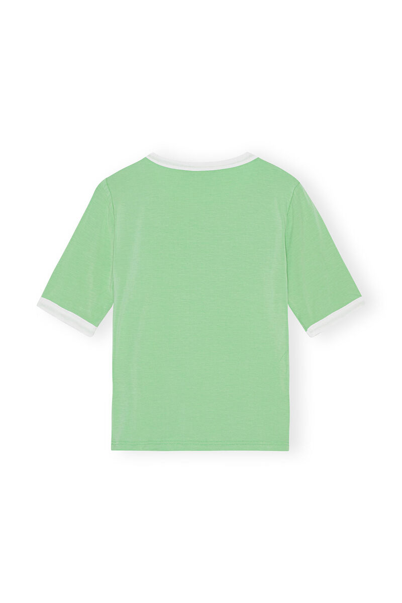 Ganni Fitted T-shirt, Elastane, in colour Peapod - 2 - GANNI