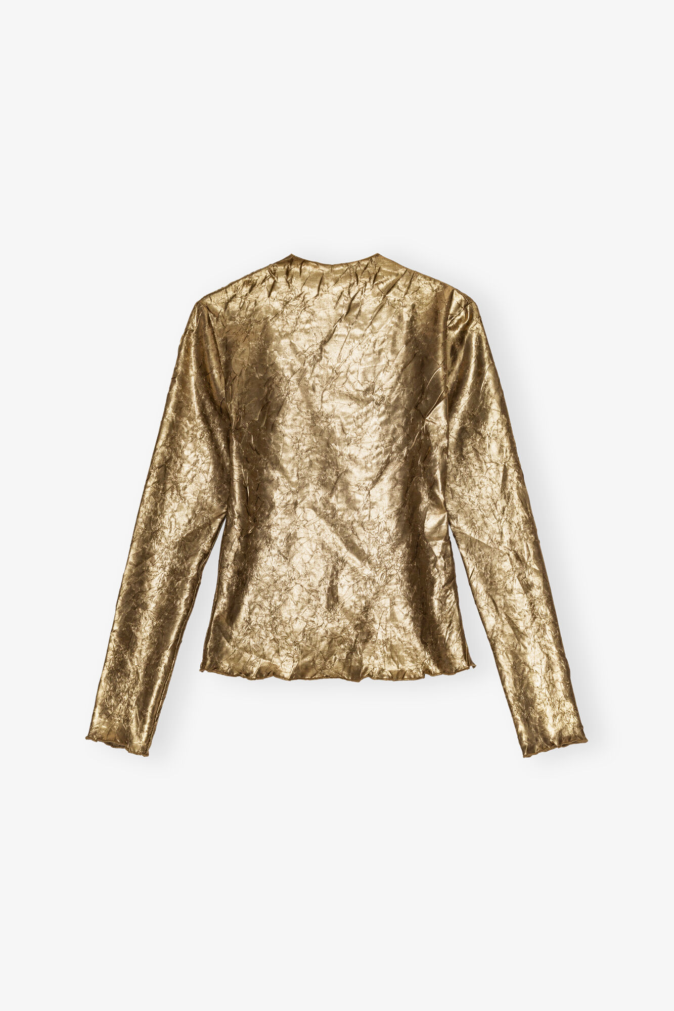 Gold Long-sleeve Blouse, Recycled Polyester, in colour Gold - 1 - GANNI