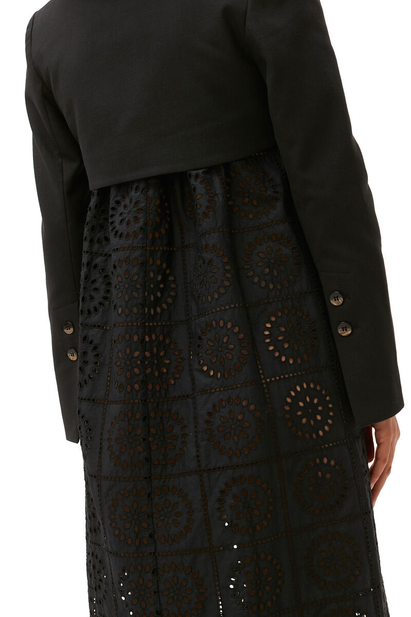 Cotton Suiting Cropped Blazer, Cotton, in colour Black - 4 - GANNI