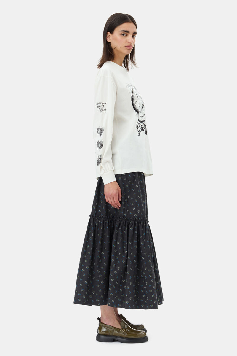 White Future Heavy Long Sleeve T-shirt, Organic Cotton, in colour Egret - 3 - GANNI